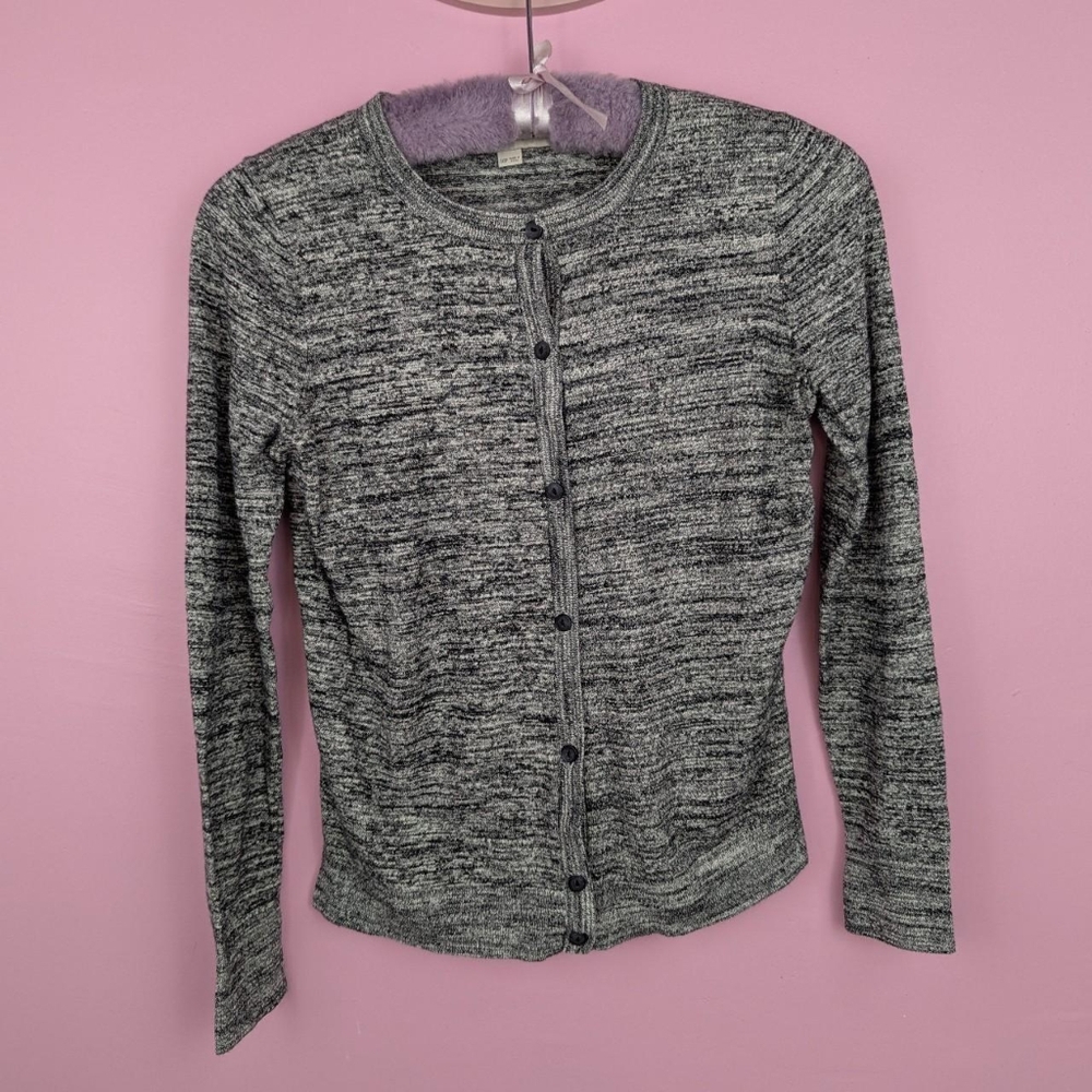 Ann Taylor Loft Petites Black, White, & Gray Static Cardigan